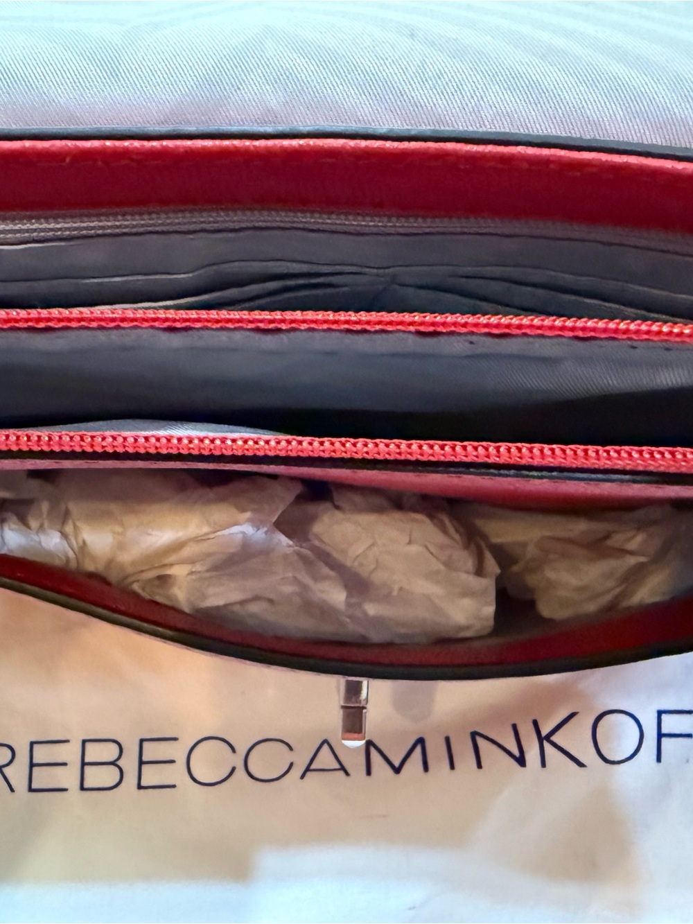 Rebecca Minkoff Red Quilted Pebbled Leather Je T’aime Handbag - Picture 8 of 13